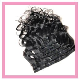 Indian 100% Virgin Human Hair Extensions Body Wave Clips On Hairs Products 8-24inch 100g Wholesale