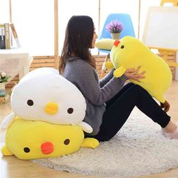 Soft Toys Kawaii Chick Plush Cute Stuffed Animals Chicken Lying Animal Doll Flannel For Girls Children Gift 210728