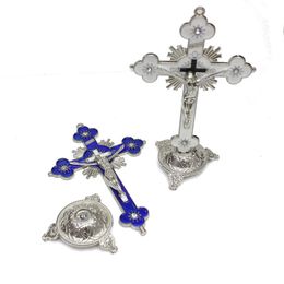 -Plum Metal Cross Jesus Christus leiding Statue Kirche Symbol Ornamente Büro Home Religiöse Lieferungen