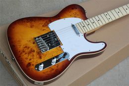 Custom Shop Brown Electric Guitar Basswood Body Dot Inlay Maple Fingerboard White Peral Pickguard 6 String Free Shipping