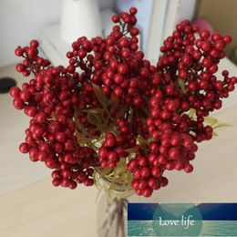 Red Berry Pick Holly Branch Wreath Tree Hanging Decoration Fake Flowers In Vase Simulated Home Decor Decorative & Wreaths Factory price expert design Quality Latest