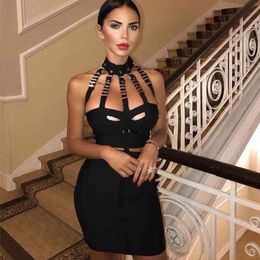 Women Summer Fashion Sexy Hollow Out Eyelet Sequined Cut Out Black Red White Bandage Dress Elegant Evening Party Dress 210323