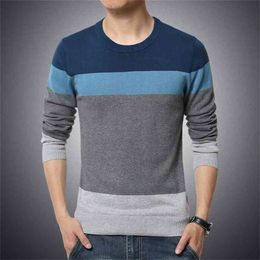 Winter Casual Men's Sweater O-Neck Striped Slim Fit Knittwear Mens Sweaters Pullovers Pullover Men Pull Homme 210918