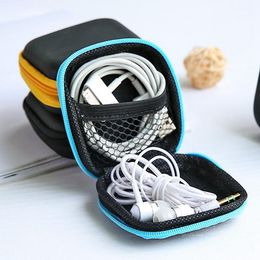 newHeadphone Case Portable Earbuds Pouch Box PU Leather Earphone Storage Bag Protective USB Cable Organizer ewE5566