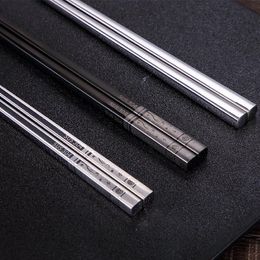 Chopsticks Zollor 1 Pair Stainless Steel Reusable Sticks Sushi Metal Iron Portable Chinese Healthy Stick Tableware