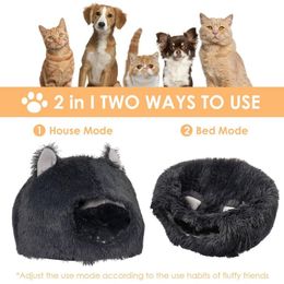Cat Beds & Furniture Cute Bed With Cover Warm Pet Basket Soft And Comfortable Kitten Lounger Cushion For Home Indoor Pets Puppy