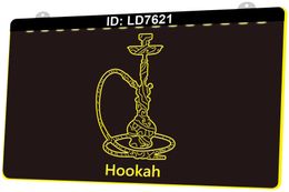 LD7621 Hookah Smoke 3D Engraving LED Light Sign Wholesale Retail