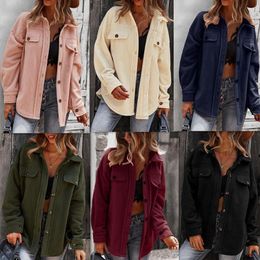 Women's Jackets Cardigan Woman Jacket Female Coat Winter Plush Fleece Cropped Black Belge Pink Army Green Wine Red Navy