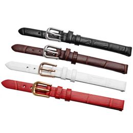 Genuine Leather Wristwatches Band Fashion Lady Small Size Watchband 6mm 8mm 10mm 12mm Black White Red Brown Watch Strap H0915191I