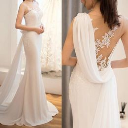 Elegant Wedding Dress With Square Appliqued Lace Sleeve-less Bridal Gown Custom Made Satin Robes De Mariée