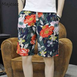 Summer Beach Plus Size Men Board Short Fashion Mens Shorts Male Chic Printing Thin Breathable Cotton 14 Colors Loose New Trendy X0316