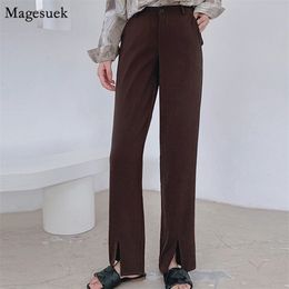 Autumn Fashion Casual Wide Leg Pants Solid Sweatpants High Waist Womens Trousers Office Lady Straight Flared Women 11310 210512