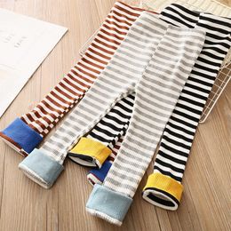 Baby Stripe Leggings Spring Autumn Children's Clothing Kids Slim Simple Stretch Trousers For Girls Long Pant 210529