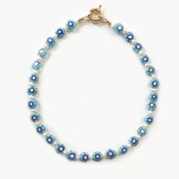 Bohemian Blue Beads Beaded Necklace Freshwater Pearl Mix And Match Creative Design Jewellery For Women Party Charm Accessories Chokers