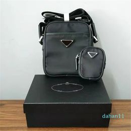 Mens Luxury Black Phone Bags Designers 2-piece Crossbody Bags Mens Mini Nylon Shoulder Bags fashion Messenger bag Triangle with sm3147