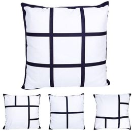 DIY blank sublimation pillow case custom 4,6,9 panels grid heat transfer Throw cushion cover home sofa decor pillowcase