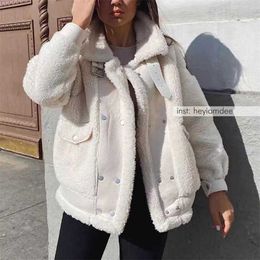 autumn and winter lamb fur coat female Korean version loose suede fur all-in-one motorcycle jacket coat 211109
