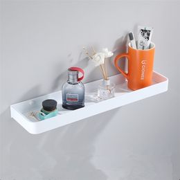 Bathroom Shelf Bath Shower Aluminium White Corner shelf 30-50CM Wall Mounted Black Kitchen Storage holder 211112
