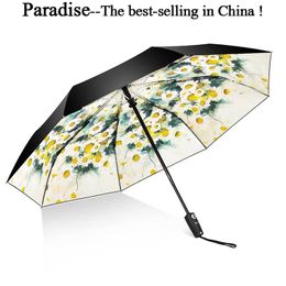 Sun Automatic Umbrella For Women Flower Folding Fashion Girl Parasol Chinease Light Female Umbrellas Quality