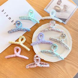 Korean Fabric Solid Color Hair Claw Clamps For Woman Sweet Barrettes Hair Clip Floral Geometric Hairpin Girl Hair Accessories