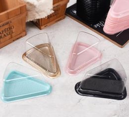 4 Colours Transparent Plastic Cake Box Cheese Triangle Cakes Boxs Blister Restaurant Dessert Packaging SN2101