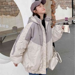 Winter Casual Korean Clothes Harajuku Style Padded Sports Jacket Women's Loose Students Thickened Mixed Colors Cotton Coat 210514