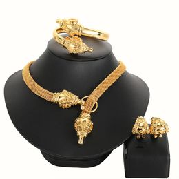 Earrings & Necklace Dubai 24k Gold Jewelry Set High-End Temperament Real Plated Wedding Earring Ladies Gift