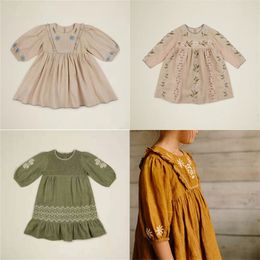 Toddler Girl Long sleeve Dress For Spring Beautiful Embroidery Dresses APO Vintage Style Brand Design Fashion Clohthes 210619