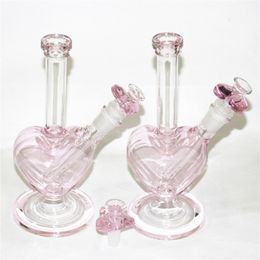 9 Inch beautiful love hookah Water Pipe heart shaped glass bowl bongs oil rig thickness for smoking bong with bowls downstem