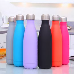 500ml Matte Rubber Paint Double Wall bottle Vacuum Insulated Thermos Water Bottle Keep Cold 24hours Cup wk688