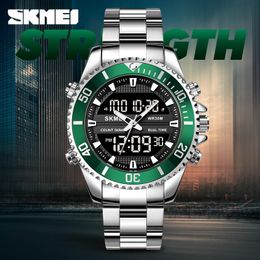 Wristwatches SKEMI 3 Time Dual Movement Men Watch Top Sport Watches Multifunction Waterproof LED Digital Quartz For