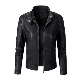 black beads chain designs UK - Womens Outerwear designer jackets zipper Faux Leather jacket New European and American plus cashmere fashion Simplicity locomotive Coats