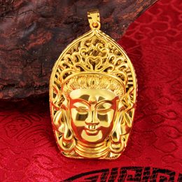 Buddha Pendant 18k Yellow Gold Filled Big Head Portrait Men Women Jewelry Gift