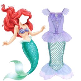 Girls Little Mermaid Dress Kids Ariel Costume Children Princess Dress Fancy Baby Girl Mermaid Birthday Party Costume 3-10 Years G1129