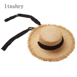 Fashion women's sun hat Brand Women Summer Ribbon Lafite straw hat Beach Hat Wide Brim Sombreros Hombre Travel vacation