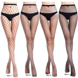 New Women Sexy Fishnet Pantyhose medium grid women tights Transparent Slim high waist stocking trouser mesh lingerie Y1130