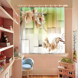 Custom Made Small Windows Blackout Curtains Yellow Morning Glory Flower Pattern Thicken Bedroom Short For Living Room Curtain & Drapes