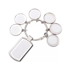 Sublimation thermal transfer blank key ring chains circle rectangle charms car key bag purses pendant DIY white photo print valentine's mother's day gift EE