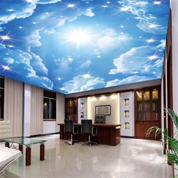 Custom 3d ceiling wallpaper beatiful blue sky cloud wall mural home decoration