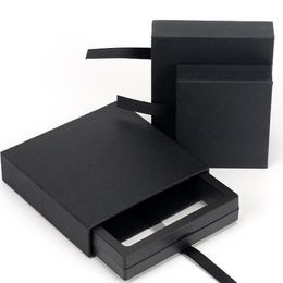 Wholesale Empty Black Drawer Membrane box Holder Floating Display Case Earring Gems Ring Jewelry box Suspension Packaging Boxes