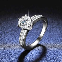 925 sterling silver Mosan's drill Ring Fashion woman1ct ring DiamondDiamond-encrusted six-jaw D-color Mosan diamond