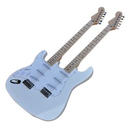 Factory Outlet-Left Handed 6+6 Strings White Electric Guitar with Maple Fretboard