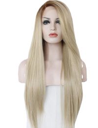 New wig before the lace chemical fiber wig European and American fashion ladies gradual change partial long straight hair chemical fiber hig