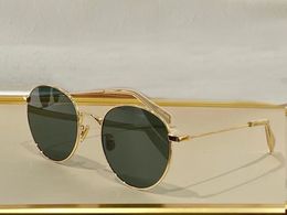 40100 Round Sunglasses Gold Metal Frame Green Lens unisex Glasses UV400 Protection with Box