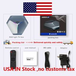 Navio dos eua A95X F4 TV Box Amlogic S905X4 Smart Android 10 4GB 2gb RAM 16gb 32GB ROM 2.4G 5Ghz Wifi RGB Light Set TopBox