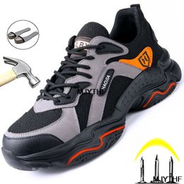 Breathable Indestructible Shoes Male Steel Toe Work Shoes Boots Anti-puncture Safety Shoes Male Adult Work Sneakers 2022