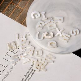 Whole Set White Mother of Pearls 26 Letters Pendants Drilled Shell Beads Inital Alphabet Charm DIY Making Jewellery Necklace Gifts