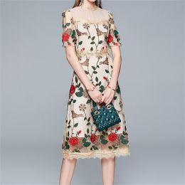 Autumn Floral Embroidery Mesh Long Sleeve Sexy Maxi Dress Vintage Elegant Women Bodycon Party Vestidos 210603