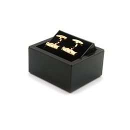 Legant Plastic Cufflinks Box Black Flip Rectangle Cuff-Link Storage Case Display Jewellery Packaging Box for Mens Gift