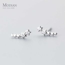 Sale Charm Starry Stars Clear CZ Stud Earrings for Women Wedding 925 Sterling Silver Statement Jewellery Brincos 210707